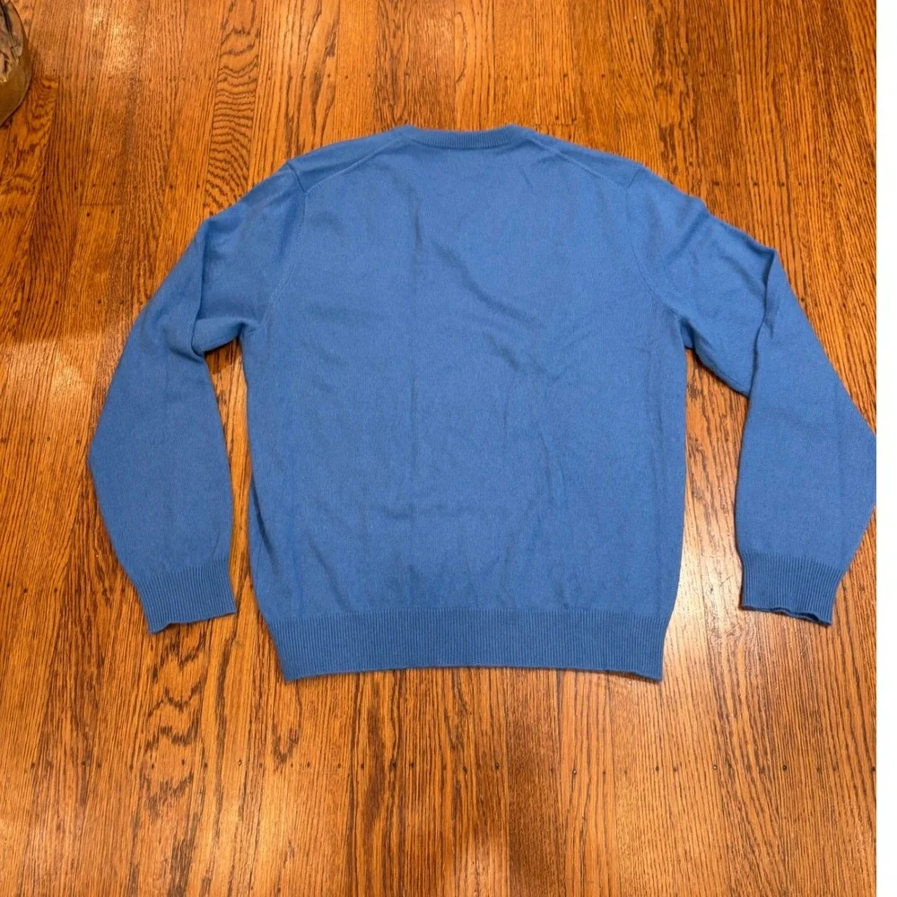 Club Room Estate Cashmere V-Neck Sweater M Light Blue 100% Cashmere